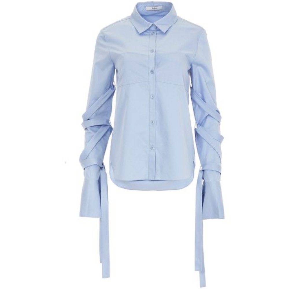 Tibi Satin Poplin Strappy Shirt sz 2